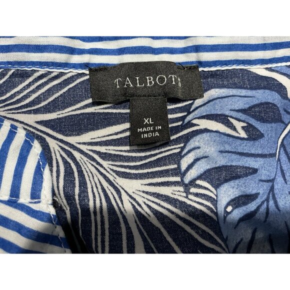 Talbots Hibiscus Palms Tunic XL Blue White VNeck 3/4 Sleeve - Picture 7 of 10
